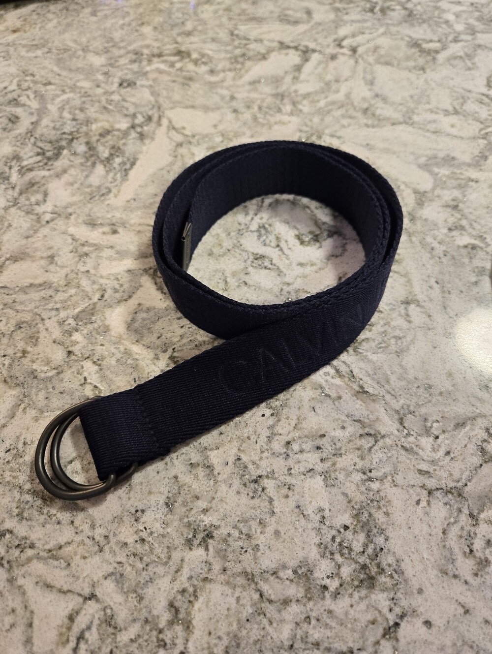 Calvin Klein Navy Womens Canvas D-Ring Belt